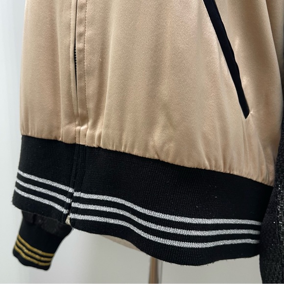 Rodarte Embroidered Flower Bomber Jacket, Black/Gold, X-Small, Small - Picture 5 of 14